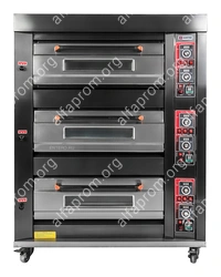 Печь хлебопекарная Miratek BK-36G + каменный под (3 яруса) + пароувлажнение